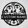 Custom Happy Penguins Metal Sign Personalized Penguin Wall Art Decor Gift Custom happy penguins metal sign with personalized name, playful penguin wall art and decor, perfect for children’s rooms, animal lovers and unique gifts.