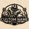 Custom American Football Metal Sign Personalized Player Wall Art Decor Custom American football metal sign personalized with player name and jersey number, sports wall art decor for bedrooms, locker rooms and football fans.
