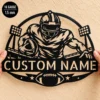 Custom American Football Metal Sign Personalized Player Wall Art Decor Custom American football metal sign personalized with player name and jersey number, sports wall art decor for bedrooms, locker rooms and football fans.