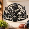Custom American Football Metal Sign Personalized Player Wall Art Decor Custom American football metal sign personalized with player name and jersey number, sports wall art decor for bedrooms, locker rooms and football fans.