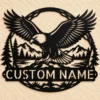 Custom Bald Eagle Metal Sign Personalized Mountain Wildlife Wall Decor Custom bald eagle metal sign featuring a mountain wildlife design and custom text, ideal for cabin wall decor, rustic homes, offices, and nature lovers.