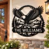 Custom Bald Eagle Metal Sign Personalized Mountain Wildlife Wall Decor Custom bald eagle metal sign featuring a mountain wildlife design and custom text, ideal for cabin wall decor, rustic homes, offices, and nature lovers.
