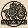 Custom Betta Fish Metal Sign Personalized Aquarium Tank Wall Decor Custom Betta fish metal sign personalized with fish name, detailed tropical fish wall art for aquarium tank displays, fish rooms and Betta fish lover gifts.