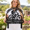 Custom Bicycle Memorial Metal Stake Sign Personalized Cyclist Grave Marker Custom bicycle memorial metal stake sign personalized with name and dates, cyclist cemetery grave marker for garden remembrance and pet-free sympathy tributes.