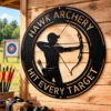 Custom Bow Hunting Metal Sign Personalized Archer Name Hunter Wall Art Gift Custom bow hunting metal sign in 16 gauge steel with personalized archer name for hunter wall decor, hunting cabin, lodge, garage and gift art.