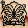 Custom Butterfly Metal Sign Personalized Garden Floral Wall Decor Custom butterfly metal sign personalized with a name, featuring elegant butterfly wall art for garden decor, floral spaces, patios, and nature lovers.
