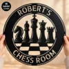 Custom Chess Metal Sign Personalized Game Room King Queen Wall Decor Custom chess metal sign featuring a king and queen design with custom name options, ideal for game rooms, home offices, chess clubs, and chess lovers.