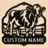 Custom Cow Metal Sign Personalized Farmhouse Cattle Kitchen Wall Decor Custom cow metal sign personalized with a family or farm name, featuring cattle-inspired wall art for farmhouse kitchens, barns, ranches, and country homes.