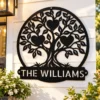 Custom Family Tree Metal Sign Personalized Art Family Name Decor Custom Family Tree Metal Sign in 16 gauge steel for custom family name wall decor, home plaque for wedding, housewarming and gift art.