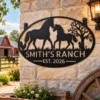 Custom Farmhouse Metal Sign Personalized Ranch Name Farm Gate Decor Custom farmhouse metal sign featuring a ranch name or family text, designed for farm gates, barn entrances, rustic properties, and country home decor.
