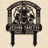 Custom Firefighter Memorial Metal Stake Personalized Fireman Cemetery Marker Custom firefighter memorial metal stake with personalized name and dates, fireman cemetery grave marker for fallen firefighter remembrance and sympathy gifts.