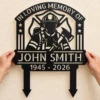 Custom Firefighter Memorial Metal Stake Personalized Fireman Cemetery Marker Custom firefighter memorial metal stake with personalized name and dates, fireman cemetery grave marker for fallen firefighter remembrance and sympathy gifts.