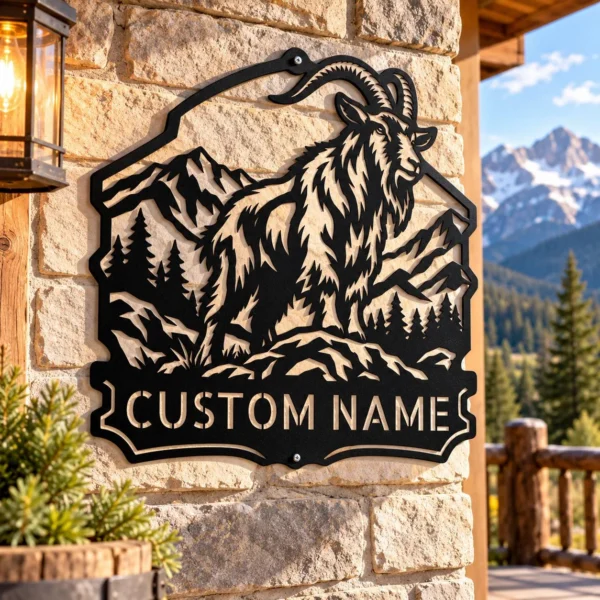 Custom Goat Metal Sign Personalized Name Farmhouse Wall Art Animal Decor Gift Custom goat metal sign in 16 gauge steel with personalized name for farmhouse wall decor, barn, ranch, garden, and goat lover gift art.