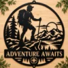 Custom Hiking Metal Sign Personalized Hiker Mountain Cabin Wall Decor Custom king lion metal sign personalized with name or family text, featuring a crowned lion design for home, office, man cave and wildlife wall decor.