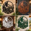 Custom Hiking Metal Sign Personalized Hiker Mountain Cabin Wall Decor Custom king lion metal sign personalized with name or family text, featuring a crowned lion design for home, office, man cave and wildlife wall decor.