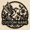 Custom Hummingbird Flower Metal Sign Personalized Garden Yard Wall Decor Custom hummingbird flower metal sign personalized with garden or family name, floral metal wall art for patios, porches, backyards and hummingbird lovers.