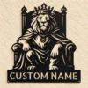 Custom King Lion Metal Sign Personalized Crowned Lion Wall Art Decor Custom king lion metal sign personalized with name or family text, featuring a crowned lion design for home, office, man cave and wildlife wall decor.