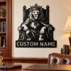 Custom King Lion Metal Sign Personalized Crowned Lion Wall Art Decor Custom king lion metal sign personalized with name or family text, featuring a crowned lion design for home, office, man cave and wildlife wall decor.