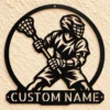 Custom Lacrosse Player Metal Sign Personalized Name Sports Room Decor Personalized lacrosse player metal sign featuring custom name text. Unique lacrosse wall art for sports rooms, bedrooms, athletes, and lacrosse fans.