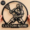 Custom Lacrosse Player Metal Sign Personalized Name Sports Room Decor Personalized lacrosse player metal sign featuring custom name text. Unique lacrosse wall art for sports rooms, bedrooms, athletes, and lacrosse fans.