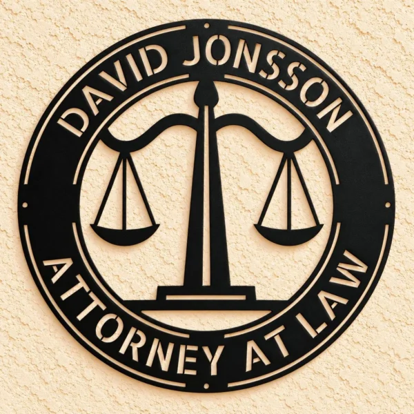 Custom Law Firm Metal Sign Personalized Attorney Office Decor Lawyer Gift Custom law firm metal sign personalized with attorney or firm name, professional lawyer office wall decor and gift for attorneys and legal professionals.