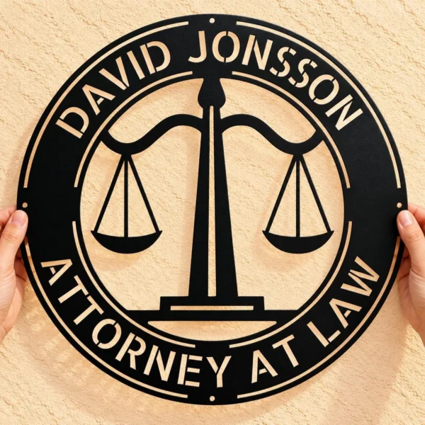 Custom Law Firm Metal Sign Personalized Attorney Office Decor Lawyer Gift Custom law firm metal sign personalized with attorney or firm name, professional lawyer office wall decor and gift for attorneys and legal professionals.