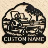 Custom Lawn Mower Metal Sign Personalized Landscaping Yard Decor Custom lawn mower metal sign personalized with a name or business name, featuring laser-cut lawn care wall art for landscaping and yard decor.