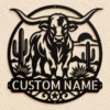 Custom Longhorn Metal Sign Personalized Western Ranch Bull Wall Decor Custom Longhorn metal sign personalized with ranch or family name, Texas Longhorn bull Western wall decor for ranches, barns, farmhouses and country homes.