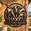 Custom Longhorn Metal Sign Personalized Western Ranch Bull Wall Decor Custom Longhorn metal sign personalized with ranch or family name, Texas Longhorn bull Western wall decor for ranches, barns, farmhouses and country homes.