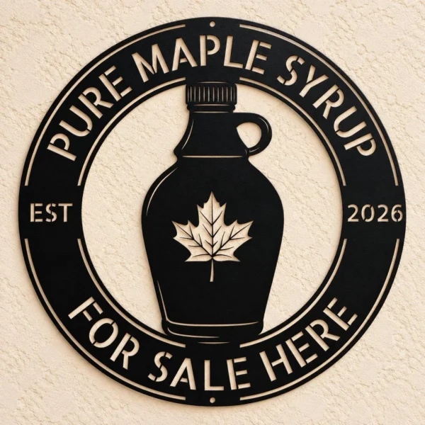 Custom Maple Syrup Metal Sign Personalized Sugarhouse Cabin Wall Decor Custom maple syrup metal sign with personalized sugarhouse or family name, rustic cabin wall decor for maple farms, sugar shacks, kitchens and country homes.