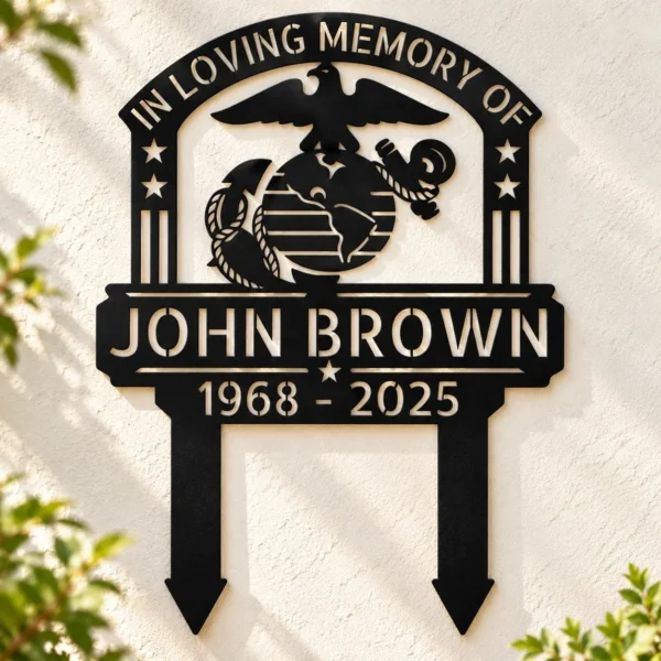 Honor Marine courage and sacrifice with a Custom Marine Corps Memorial Grave Stake featuring Eagle, Globe & Anchor—lasting tribute for gravesites and memorials.