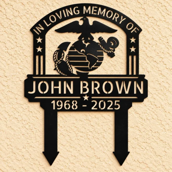 Honor Marine courage and sacrifice with a Custom Marine Corps Memorial Grave Stake featuring Eagle, Globe & Anchor—lasting tribute for gravesites and memorials.