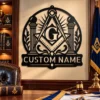 Custom Masonic Metal Sign Personalized Freemason Lodge Home Office Wall Decor Custom Masonic metal sign personalized with member name and lodge number, Freemason wall decor for Masonic lodges, home offices and meeting spaces.