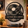 Custom Monster Old Music Turntable Metal Sign Vintage Vinyl Record Wall Decor Custom monster old music turntable metal sign with personalized name, vintage vinyl record wall decor and retro music art for collectors and music lovers.