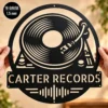 Custom Monster Old Music Turntable Metal Sign Vintage Vinyl Record Wall Decor Custom monster old music turntable metal sign with personalized name, vintage vinyl record wall decor and retro music art for collectors and music lovers.