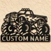 Custom Monster Truck Metal Sign Personalized Garage Man Cave Decor Personalized monster truck metal sign featuring a custom name, designed for garage wall decor, man caves, workshops, and motorsports-themed spaces.