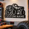 Custom Monster Truck Metal Sign Personalized Garage Man Cave Decor Personalized monster truck metal sign featuring a custom name, designed for garage wall decor, man caves, workshops, and motorsports-themed spaces.