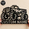 Custom Monster Truck Metal Sign Personalized Garage Man Cave Decor Personalized monster truck metal sign featuring a custom name, designed for garage wall decor, man caves, workshops, and motorsports-themed spaces.