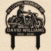 Custom Motorcycle Memorial Metal Stake Sign Personalized Biker Grave Marker Custom motorcycle memorial metal stake sign personalized with biker name and dates, motorcycle cemetery grave marker for outdoor remembrance and sympathy gifts.