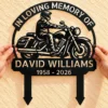 Custom Motorcycle Memorial Metal Stake Sign Personalized Biker Grave Marker Custom motorcycle memorial metal stake sign personalized with biker name and dates, motorcycle cemetery grave marker for outdoor remembrance and sympathy gifts.
