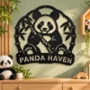 Custom Panda Metal Sign Personalized Cute Bear Kids Bedroom Wall Decor Custom panda metal sign personalized with a name, featuring a cute bear design for kids’ bedroom wall decor, nursery decorations, and playrooms.
