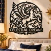 Custom Pegasus Metal Sign Personalized Winged Horse Fantasy Wall Decor Custom Pegasus metal sign personalized with name, majestic winged horse fantasy wall art for bedrooms, nurseries, Greek mythology enthusiasts and horse lovers.