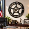 Custom Police Badge Metal Sign Personalized Law Enforcement Officer Wall Decor Custom police badge metal sign personalized with officer name, badge number or department, law enforcement wall decor and police retirement gift.