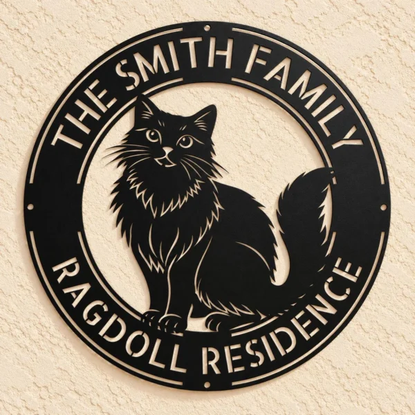 Custom Ragdoll Cat Metal Sign Personalized Pet Lover Wall Art Decor Custom Ragdoll cat metal sign personalized with cat name, Ragdoll silhouette wall art decor for cat lovers, pet owners, bedrooms, living rooms and gifts.