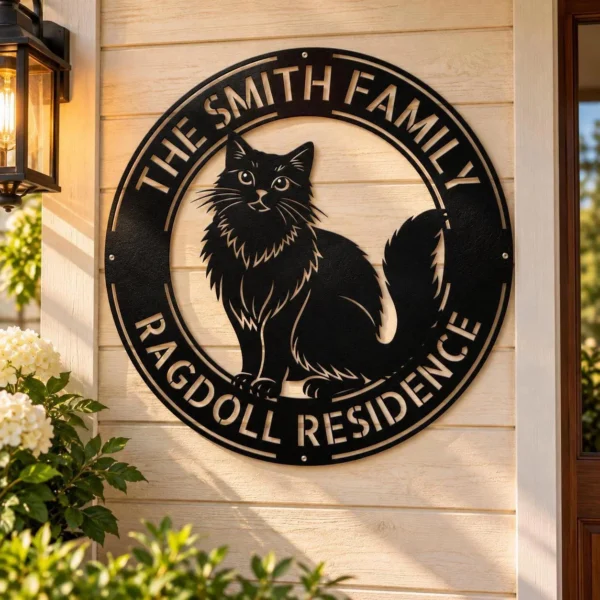 Custom Ragdoll Cat Metal Sign Personalized Pet Lover Wall Art Decor Custom Ragdoll cat metal sign personalized with cat name, Ragdoll silhouette wall art decor for cat lovers, pet owners, bedrooms, living rooms and gifts.