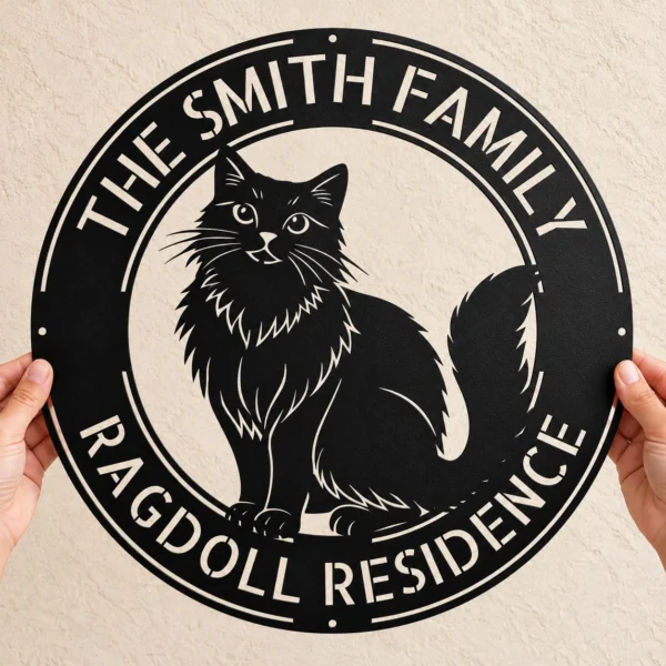 Custom Ragdoll Cat Metal Sign Personalized Pet Lover Wall Art Decor Custom Ragdoll cat metal sign personalized with cat name, Ragdoll silhouette wall art decor for cat lovers, pet owners, bedrooms, living rooms and gifts.