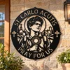Custom Saint Carlo Acutis Metal Sign Personalized Catholic Wall Art Decor Custom Saint Carlo Acutis metal sign featuring a faith-inspired design, ideal for Catholic wall art, prayer rooms, church decor, and religious gifts.