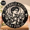 Custom Saint Carlo Acutis Metal Sign Personalized Catholic Wall Art Decor Custom Saint Carlo Acutis metal sign featuring a faith-inspired design, ideal for Catholic wall art, prayer rooms, church decor, and religious gifts.
