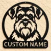 Custom Schnauzer Dog Metal Sign Personalized Pet Name Wall Decor Custom Schnauzer dog metal sign personalized with a pet name, featuring laser-cut dog wall art for pet lovers, homes, and dog-themed decor.