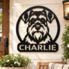 Custom Schnauzer Dog Metal Sign Personalized Pet Name Wall Decor Custom Schnauzer dog metal sign personalized with a pet name, featuring laser-cut dog wall art for pet lovers, homes, and dog-themed decor.